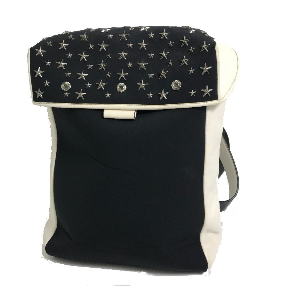 JIMMY CHOO Two-tone Star Studded Leather Backpack for Women, Black x White